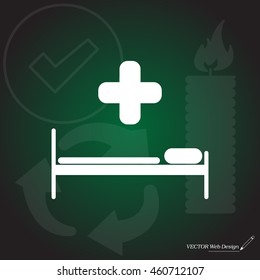 hospital bed and the cross icon