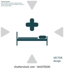 hospital bed and the cross icon