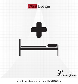 hospital bed and the cross icon