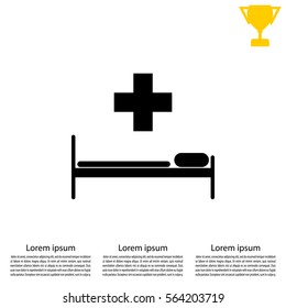 hospital bed and the cross icon