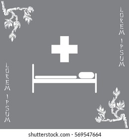 hospital bed and the cross icon