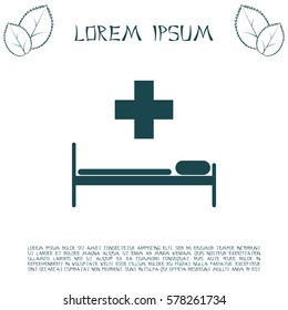 hospital bed and the cross icon
