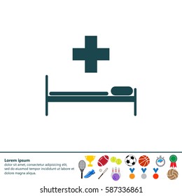 hospital bed and the cross icon