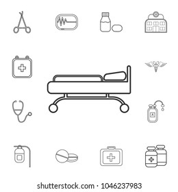 Hospital bed and cross icon. Detailed set of medicine outline icons. Premium quality graphic design icon. One of the collection icons for websites, web design, mobile app on white background