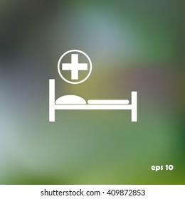 hospital bed and the cross icon, vector