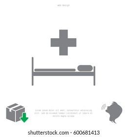 hospital bed and the cross icon. vector illustration