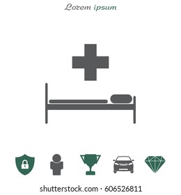 hospital bed and the cross icon. vector illustration