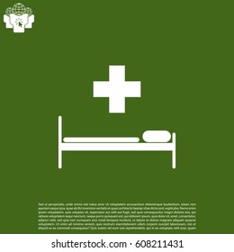 hospital bed and the cross icon. vector illustration