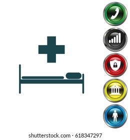 hospital bed and the cross icon. vector illustration