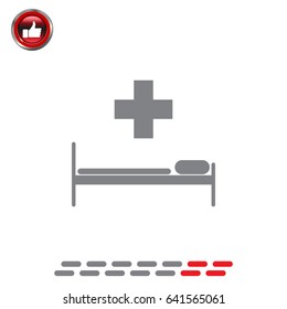 hospital bed and the cross icon. vector illustration