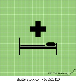 hospital bed and the cross icon. vector illustration