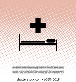 hospital bed and the cross icon. vector illustration