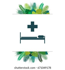 hospital bed and the cross icon. vector illustration
