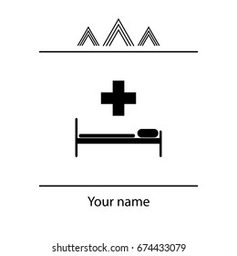 hospital bed and the cross icon. vector illustration