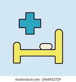 Hospital bed and cross vector flat icon. Medicine and healthcare, medical support sign. Graph symbol for medical web site and apps design, logo, app, UI
