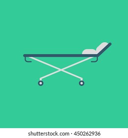Hospital bed and cross, vector flat icon