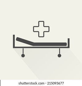 Hospital Bed And Cross, Vector Icon