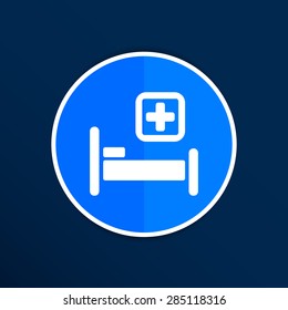 Hospital bed and cross, vector icon doctor health care.