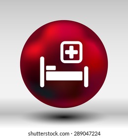 Hospital bed and cross, vector icon doctor health care.