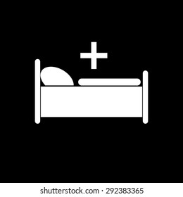 Hospital bed and cross, vector icon