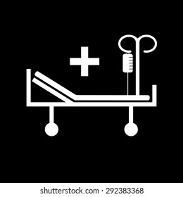 Hospital bed and cross, vector icon