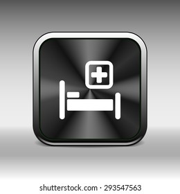 Hospital bed and cross, vector icon doctor health care.