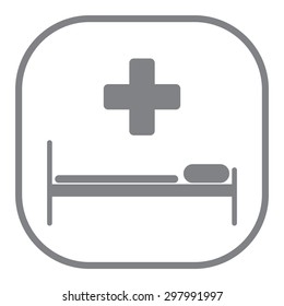 Hospital bed and cross, vector icon