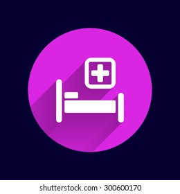 Hospital bed and cross, vector icon doctor health care.