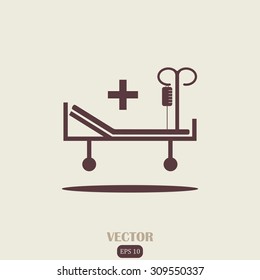 Hospital bed and cross, vector icon