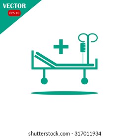 Hospital Bed And Cross, Vector Icon