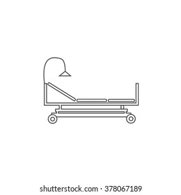 Hospital bed and cross, vector icon. Hospital beds line icon. Vector