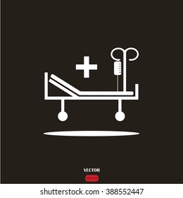 Hospital bed and cross, vector icon