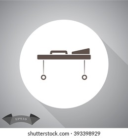 Hospital bed and cross, vector icon