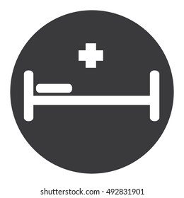 Hospital bed and cross, vector icon
