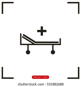 Hospital Bed And Cross, Vector Icon