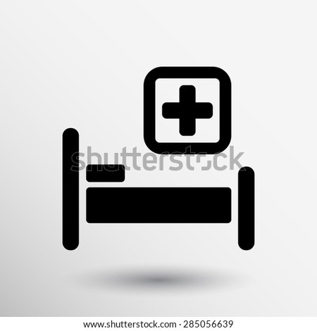 Hospital bed and cross, vector icon doctor health care.