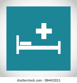 Hospital bed and cross.Flat simple icon illustration
