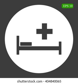 Hospital bed and cross.Flat simple icon illustration
