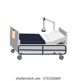 Hospital bed. Empty intensive care unit - medical equipment. Healthcare and treatment in modern clinic Flat style vector illustration on white background