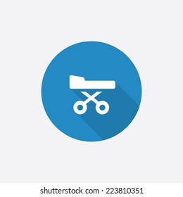 hospital bed Flat Blue Simple Icon with long shadow, isolated on white background  