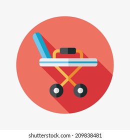 hospital bed flat icon with long shadow
