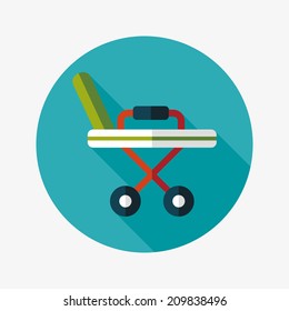 hospital bed flat icon with long shadow