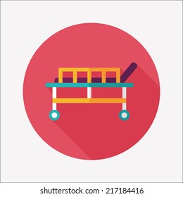 hospital bed flat icon with long shadow