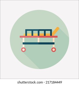 hospital bed flat icon with long shadow