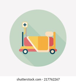hospital bed flat icon with long shadow