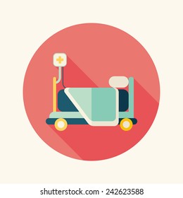 hospital bed flat icon with long shadow