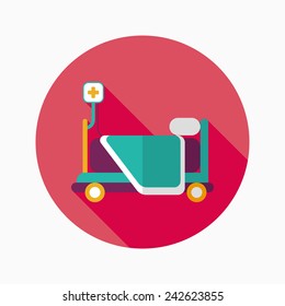 hospital bed flat icon with long shadow