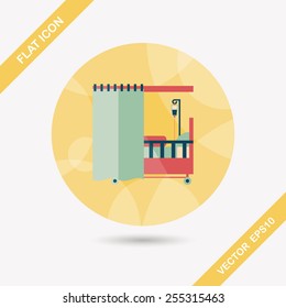 hospital bed flat icon with long shadow
