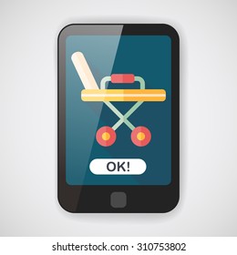 hospital bed flat icon with long shadow,eps10