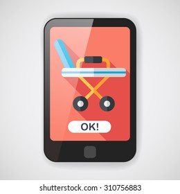 hospital bed flat icon with long shadow,eps10